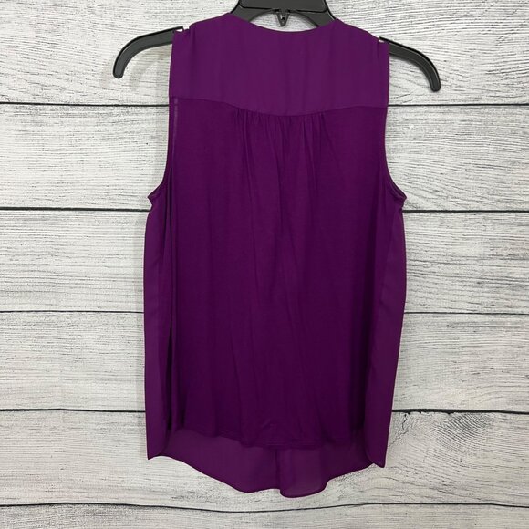 INC Sleeveless Ruffled Purple Blouse With Zipper & Shirred Back, Size XS - Picture 2 of 2